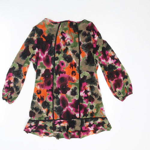 NEXT Womens Multicoloured Geometric Nylon Basic Blouse Size 8 V-Neck