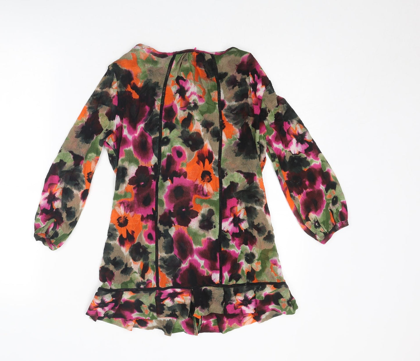NEXT Womens Multicoloured Geometric Nylon Basic Blouse Size 8 V-Neck