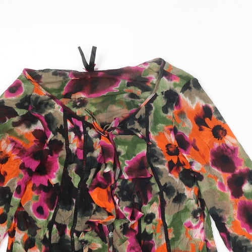 NEXT Womens Multicoloured Geometric Nylon Basic Blouse Size 8 V-Neck