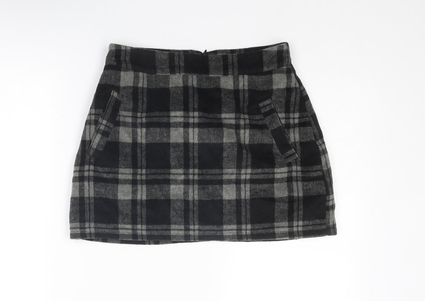 Cameo Rose Womens Grey Plaid Polyester Mini Skirt Size 10 Zip