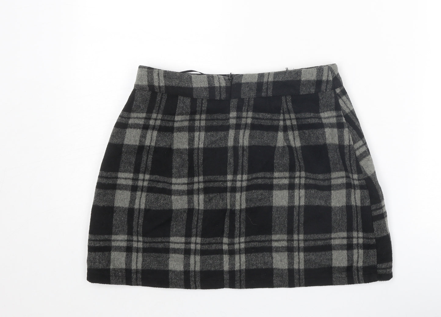 Cameo Rose Womens Grey Plaid Polyester Mini Skirt Size 10 Zip