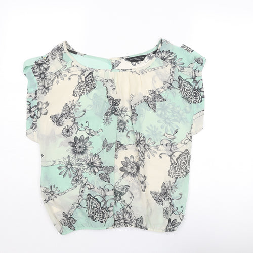 Dorothy Perkins Womens Multicoloured Floral Polyester Basic Blouse Size 8 Boat Neck