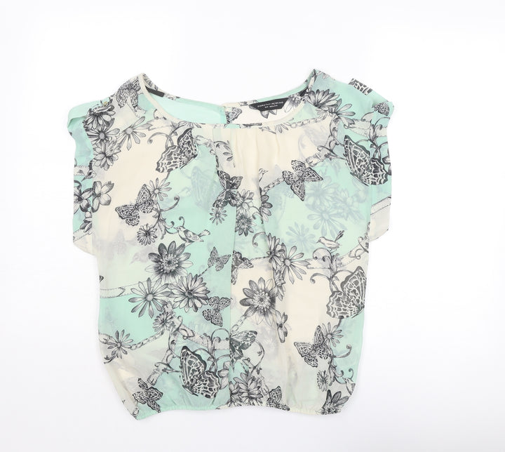 Dorothy Perkins Womens Multicoloured Floral Polyester Basic Blouse Size 8 Boat Neck