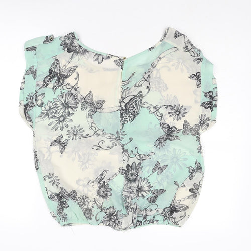Dorothy Perkins Womens Multicoloured Floral Polyester Basic Blouse Size 8 Boat Neck
