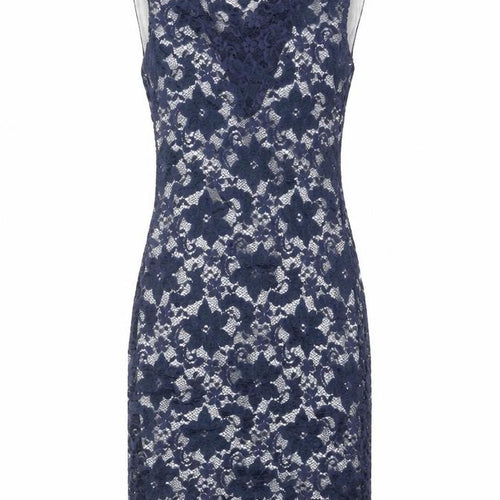 Lipsy Womens Blue Floral Nylon A-Line Size 8 Square Neck Zip