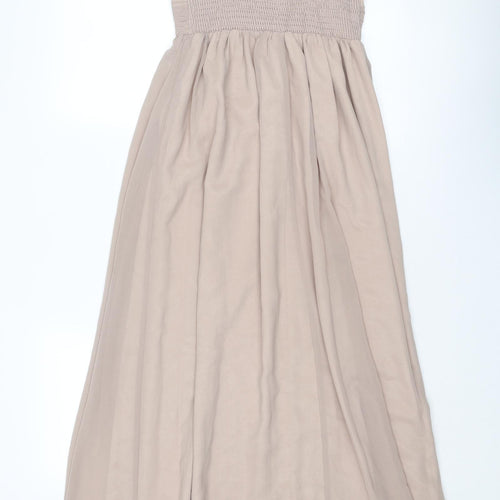 Quiz Womens Beige Polyester Ball Gown Size 10 V-Neck Pullover