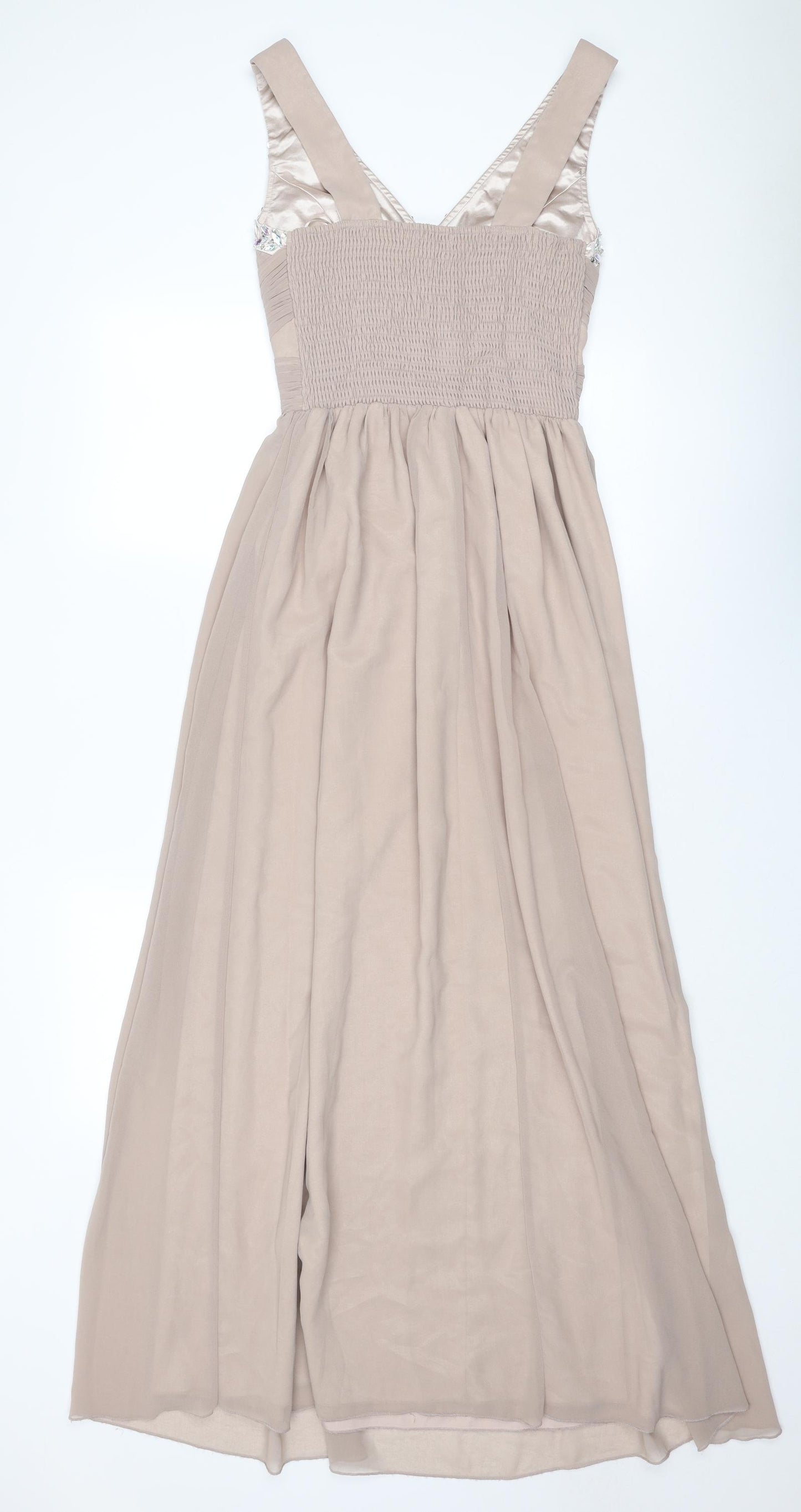 Quiz Womens Beige Polyester Ball Gown Size 10 V-Neck Pullover