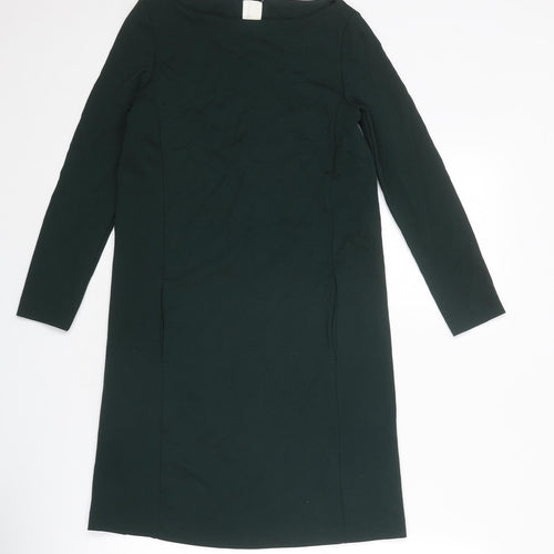 H&M Womens Green Polyester A-Line Size 2XS Boat Neck Zip