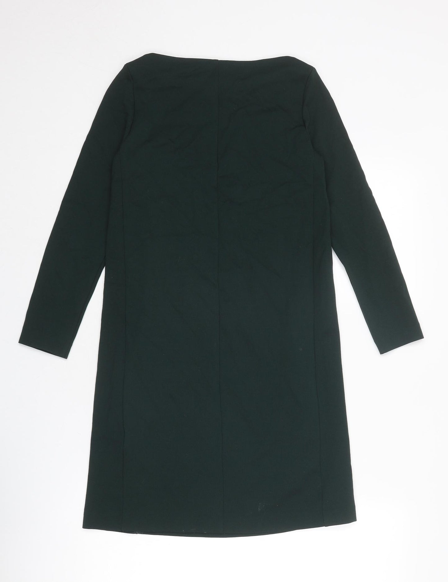H&M Womens Green Polyester A-Line Size 2XS Boat Neck Zip