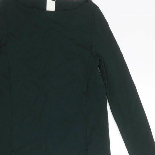 H&M Womens Green Polyester A-Line Size 2XS Boat Neck Zip