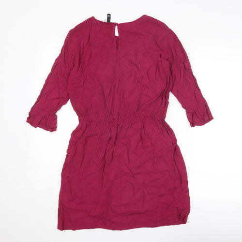Divided by H&M Womens Pink Viscose A-Line Size 12 Round Neck Button