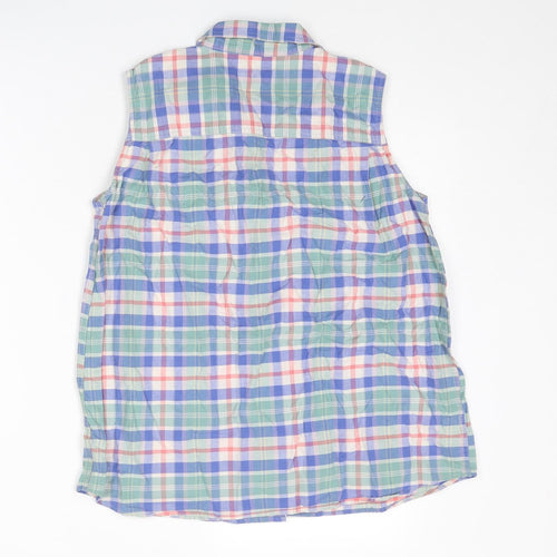 Eddie Bauer Womens Multicoloured Plaid Cotton Basic Tank Size M Collared