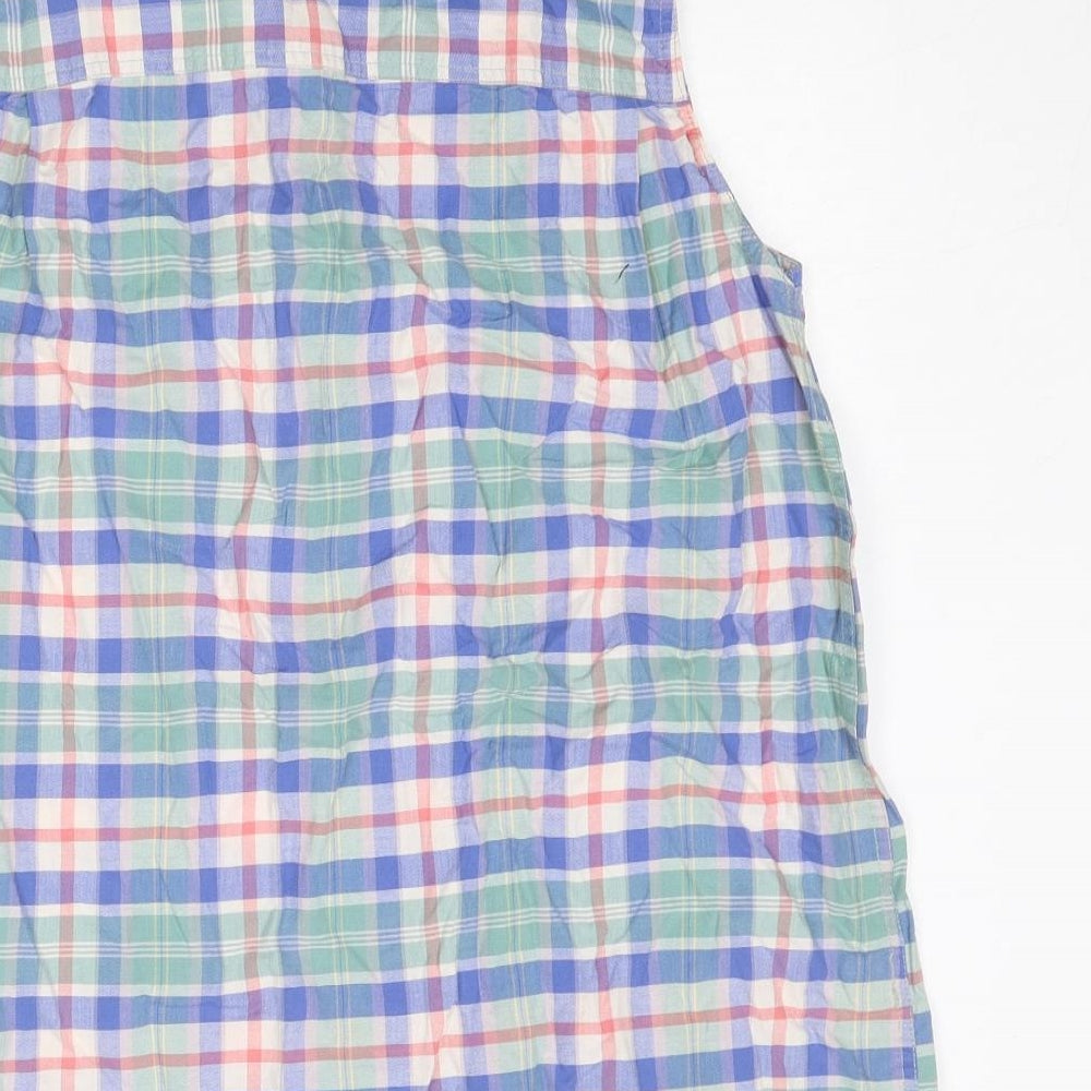 Eddie Bauer Womens Multicoloured Plaid Cotton Basic Tank Size M Collared