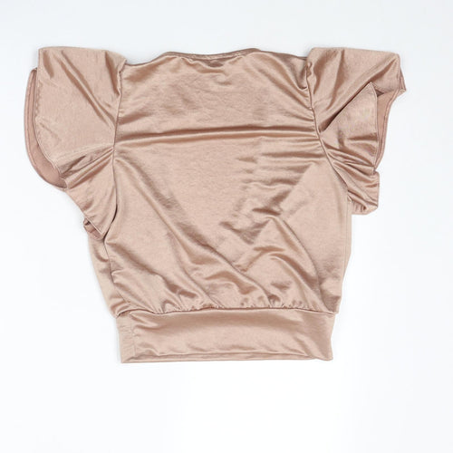 New Look Womens Beige Polyester Basic Tank Size 6 V-Neck