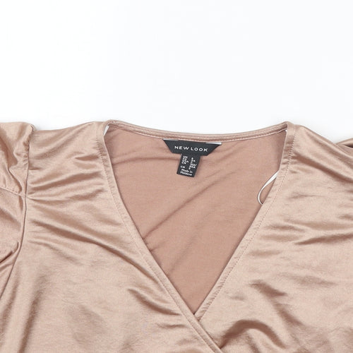 New Look Womens Beige Polyester Basic Tank Size 6 V-Neck
