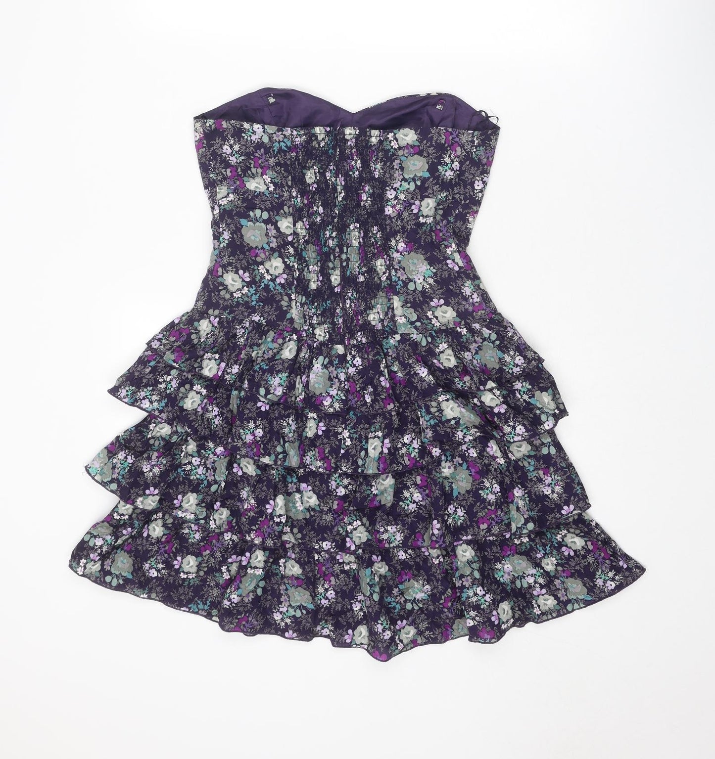 Oasis Womens Multicoloured Floral Silk Mini Size 10 Sweetheart Zip