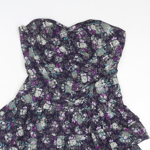 Oasis Womens Multicoloured Floral Silk Mini Size 10 Sweetheart Zip