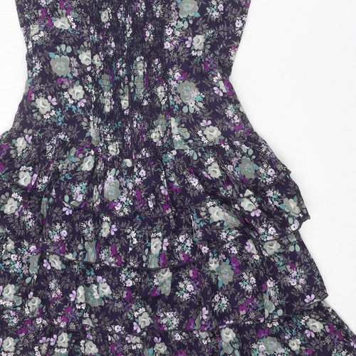 Oasis Womens Multicoloured Floral Silk Mini Size 10 Sweetheart Zip