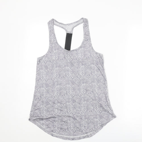 New Look Womens Grey Animal Print Cotton Basic Tank Size S Round Neck - Snake Skin Pattern