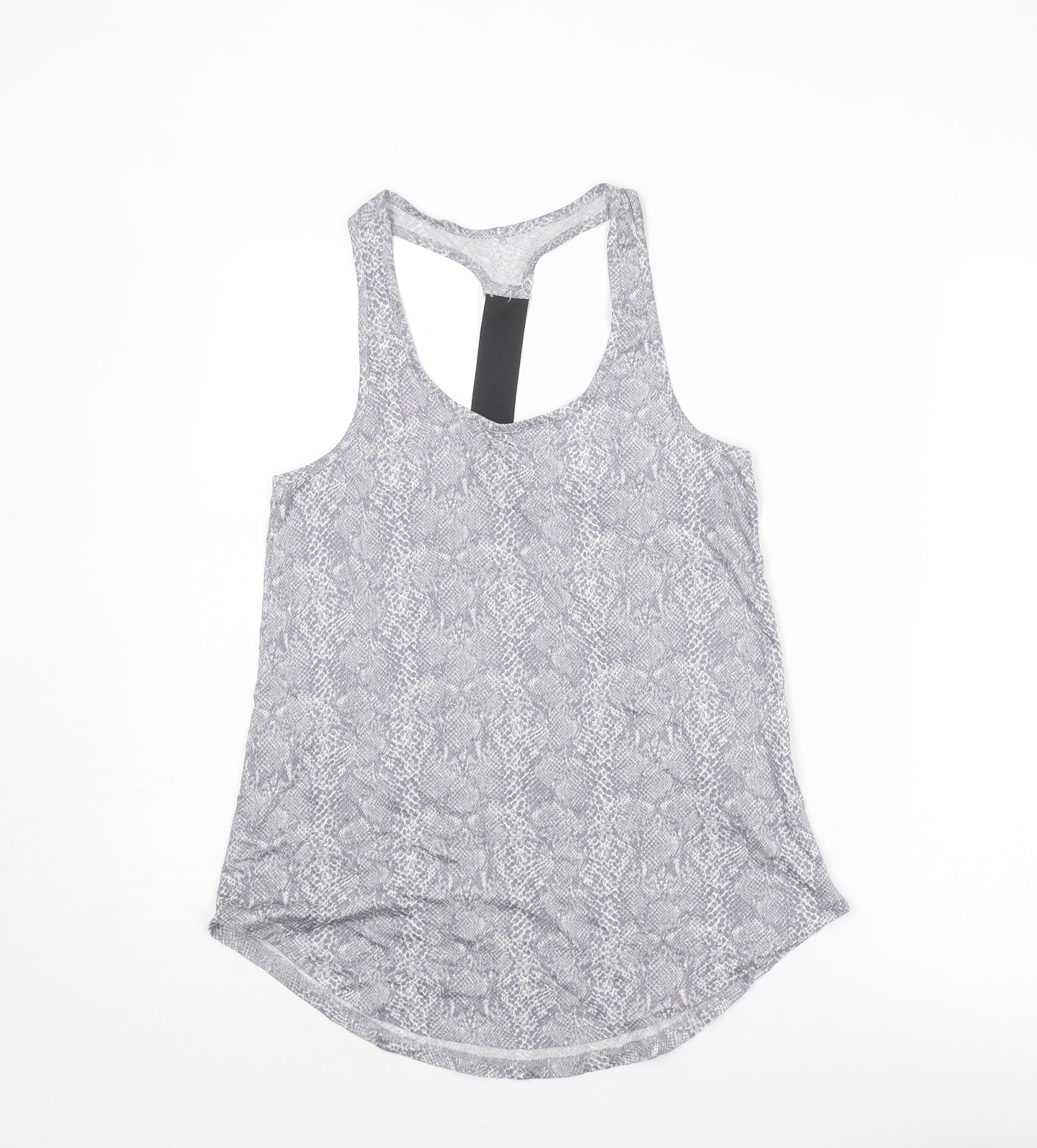 New Look Womens Grey Animal Print Cotton Basic Tank Size S Round Neck - Snake Skin Pattern