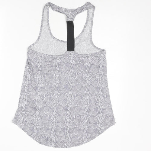 New Look Womens Grey Animal Print Cotton Basic Tank Size S Round Neck - Snake Skin Pattern