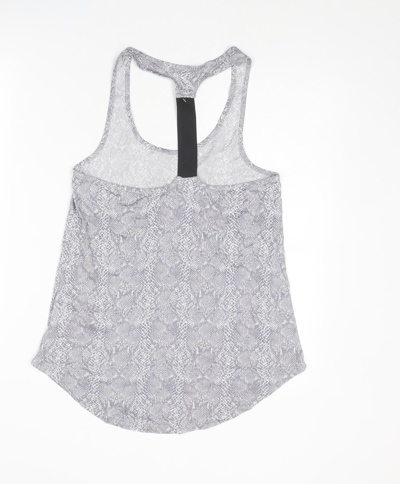 New Look Womens Grey Animal Print Cotton Basic Tank Size S Round Neck - Snake Skin Pattern