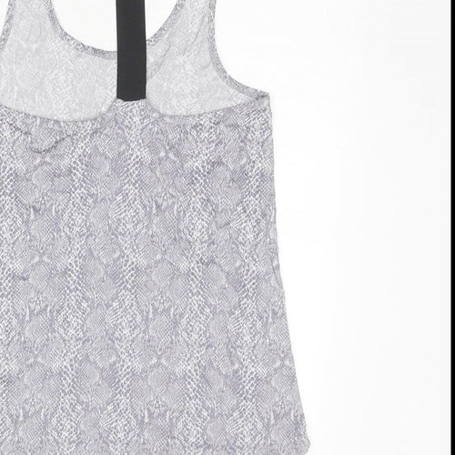 New Look Womens Grey Animal Print Cotton Basic Tank Size S Round Neck - Snake Skin Pattern