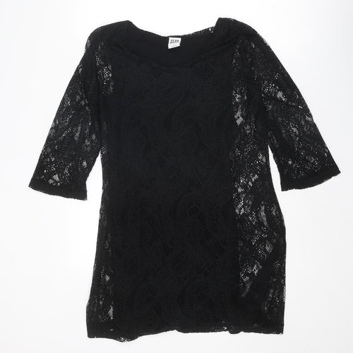 VERO MODA Womens Black Polyester Mini Size L Boat Neck Pullover
