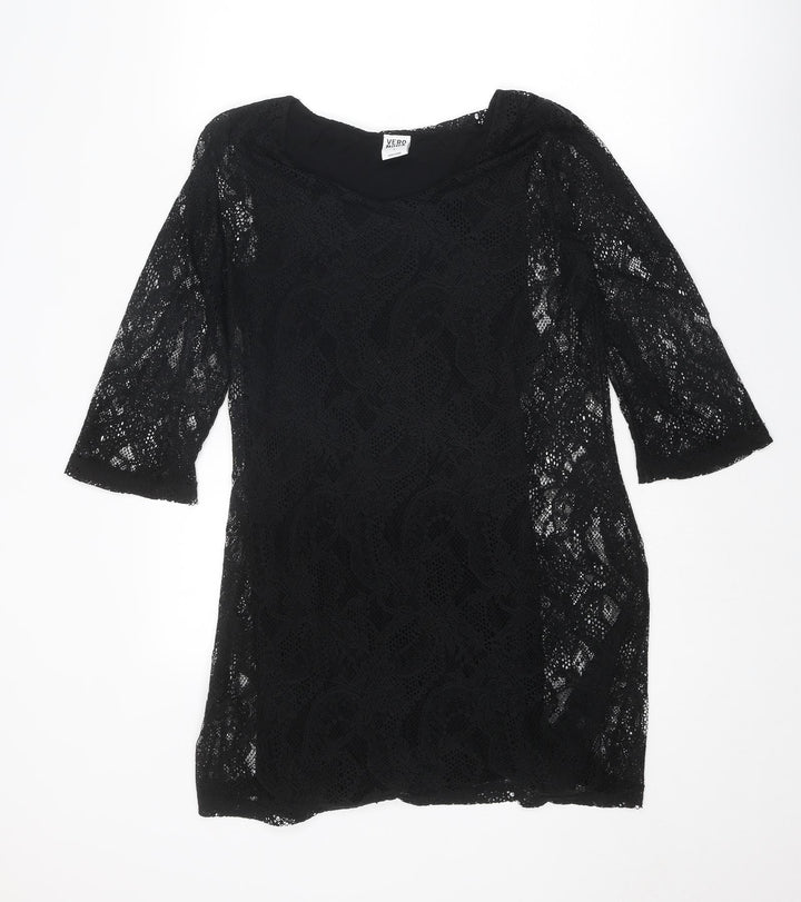 VERO MODA Womens Black Polyester Mini Size L Boat Neck Pullover