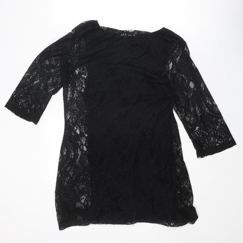 VERO MODA Womens Black Polyester Mini Size L Boat Neck Pullover