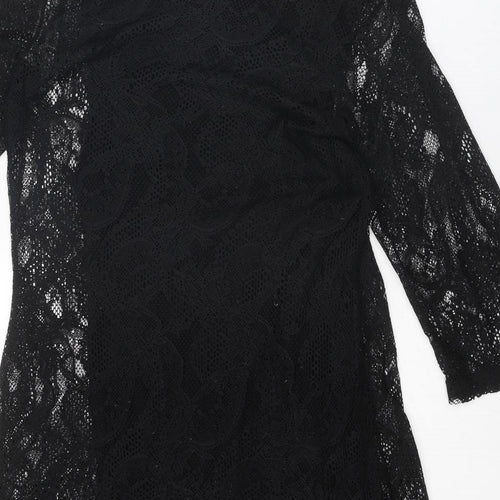 VERO MODA Womens Black Polyester Mini Size L Boat Neck Pullover