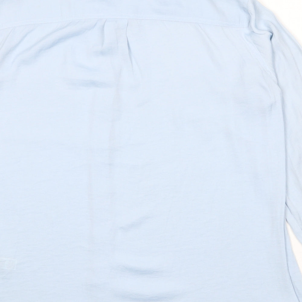 Autograph Womens Blue Polyester Basic Button-Up Size 16 Collared