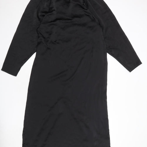 H&M Womens Black Polyester A-Line Size S Boat Neck Pullover