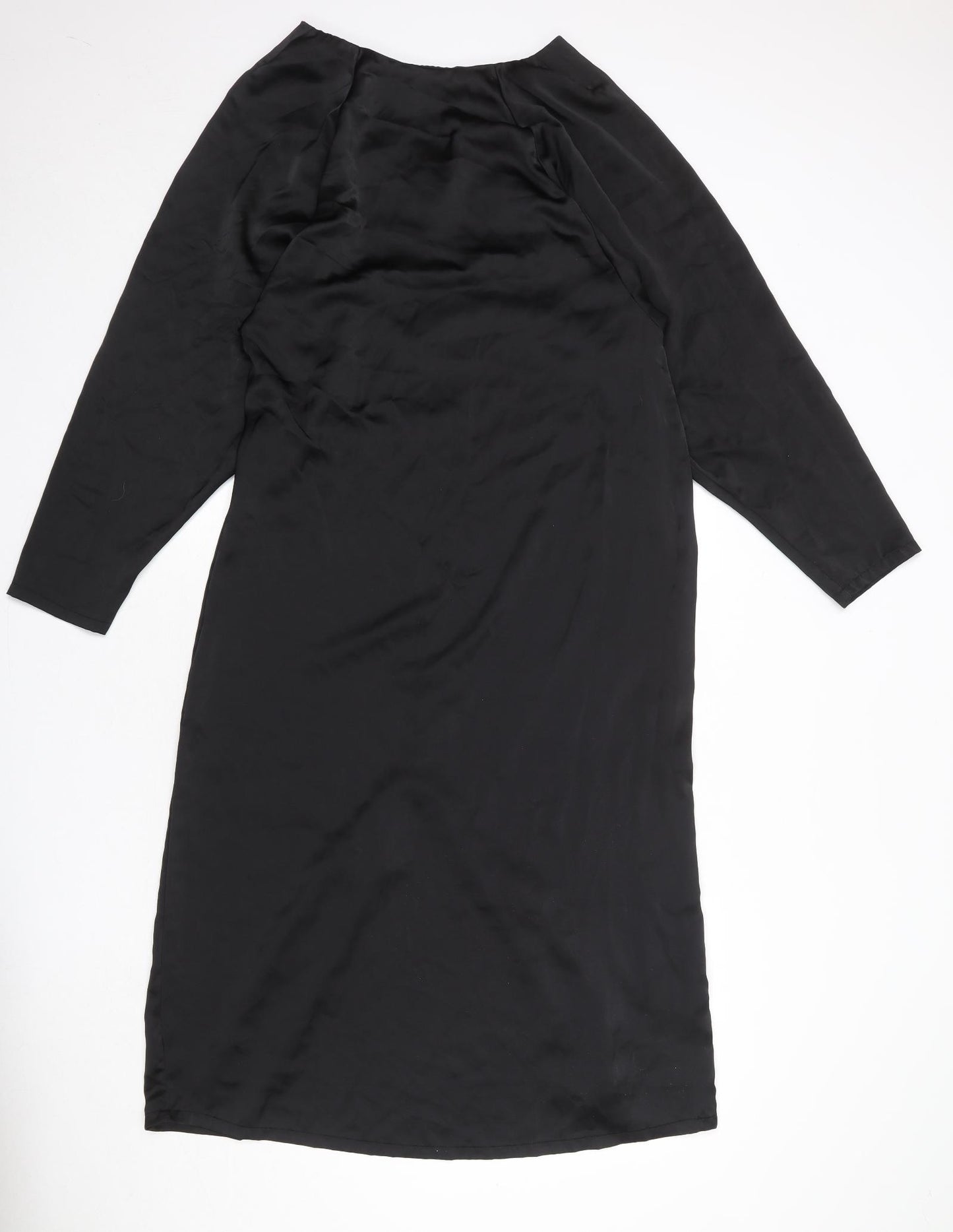 H&M Womens Black Polyester A-Line Size S Boat Neck Pullover