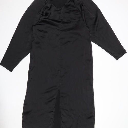 H&M Womens Black Polyester A-Line Size S Boat Neck Pullover
