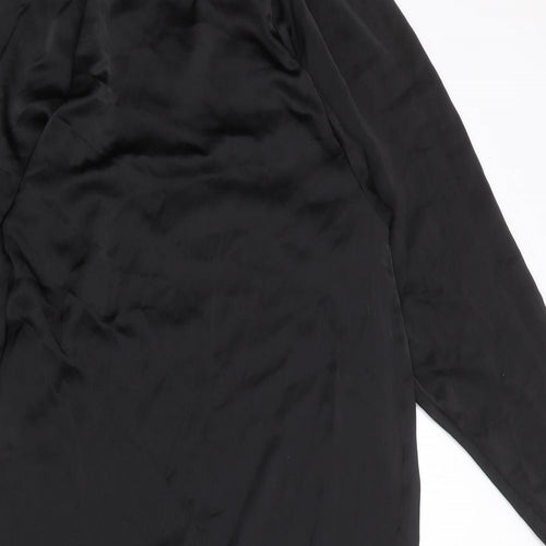 H&M Womens Black Polyester A-Line Size S Boat Neck Pullover