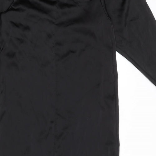 H&M Womens Black Polyester A-Line Size S Boat Neck Pullover