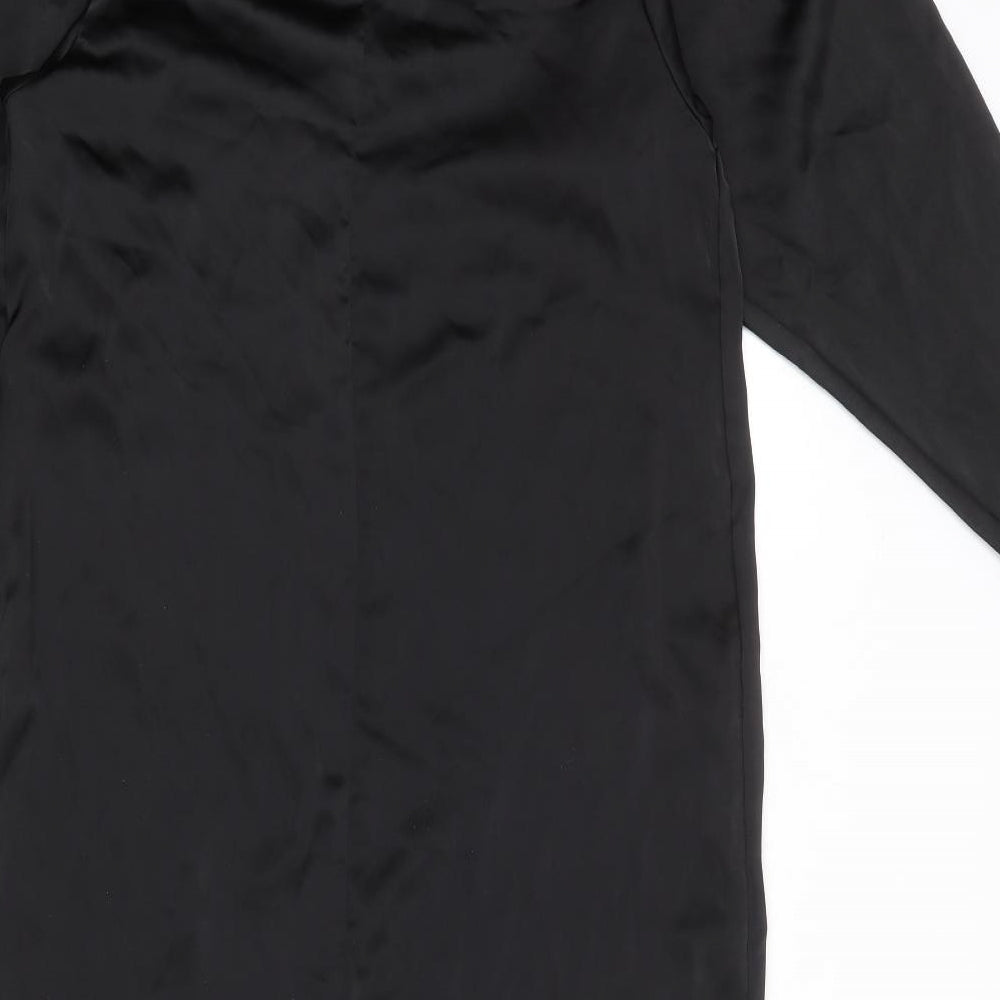 H&M Womens Black Polyester A-Line Size S Boat Neck Pullover