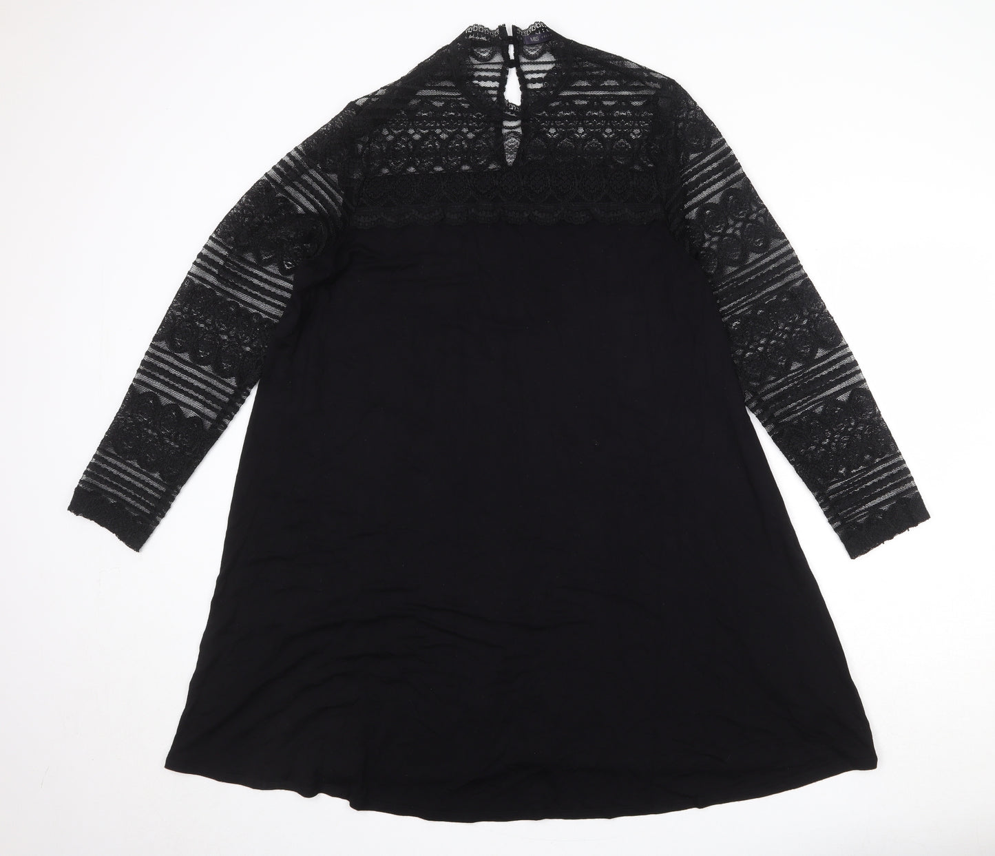 Marks and Spencer Womens Black Viscose Trapeze & Swing Size 20 Round Neck Button