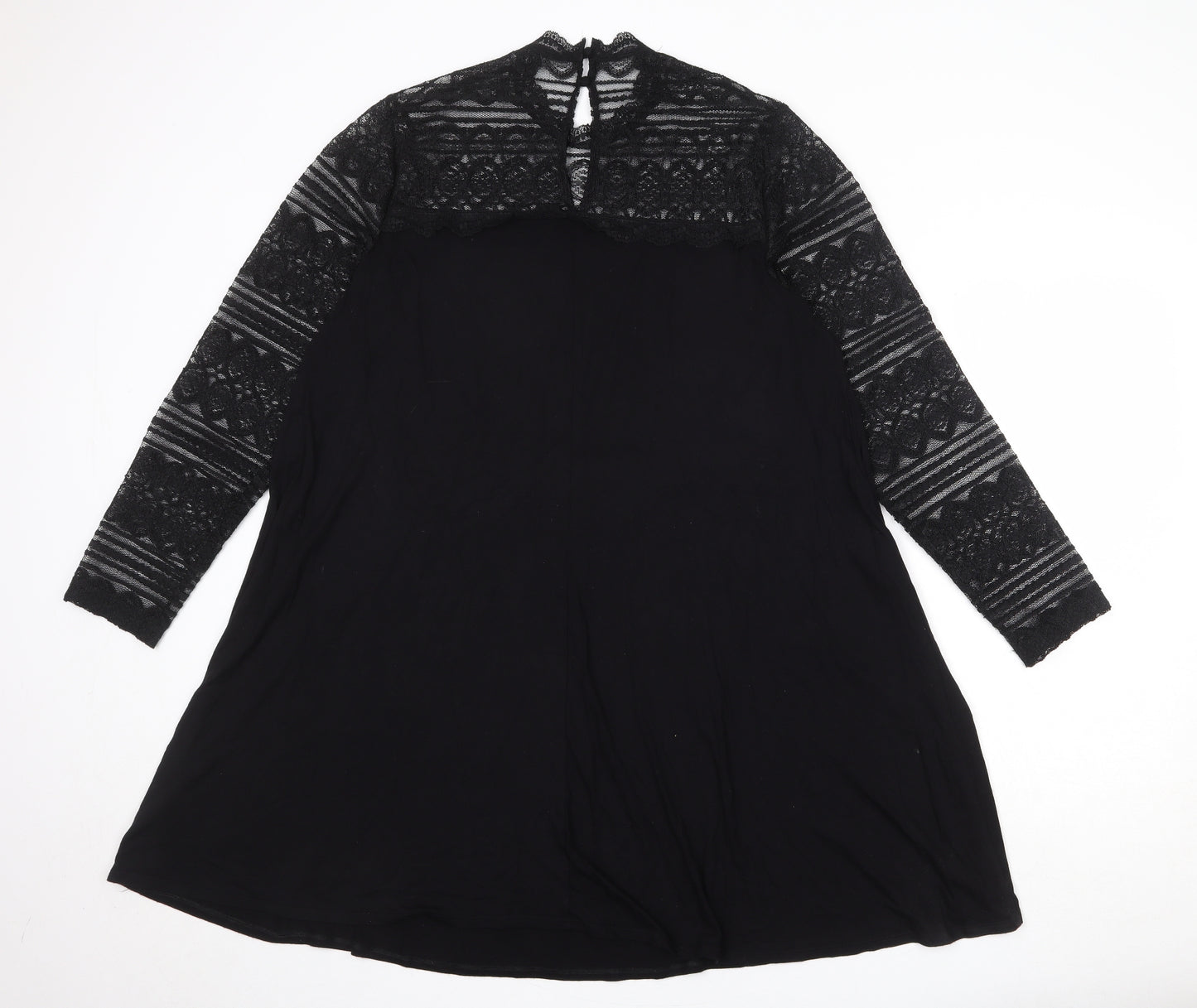 Marks and Spencer Womens Black Viscose Trapeze & Swing Size 20 Round Neck Button