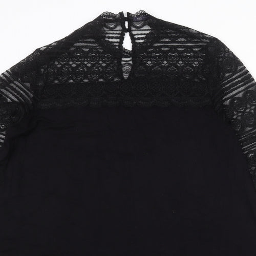 Marks and Spencer Womens Black Viscose Trapeze & Swing Size 20 Round Neck Button