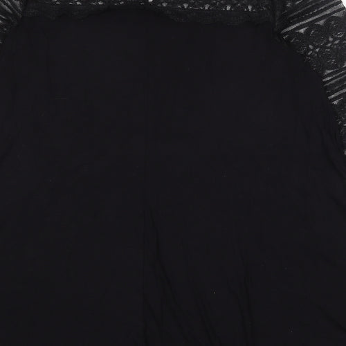 Marks and Spencer Womens Black Viscose Trapeze & Swing Size 20 Round Neck Button