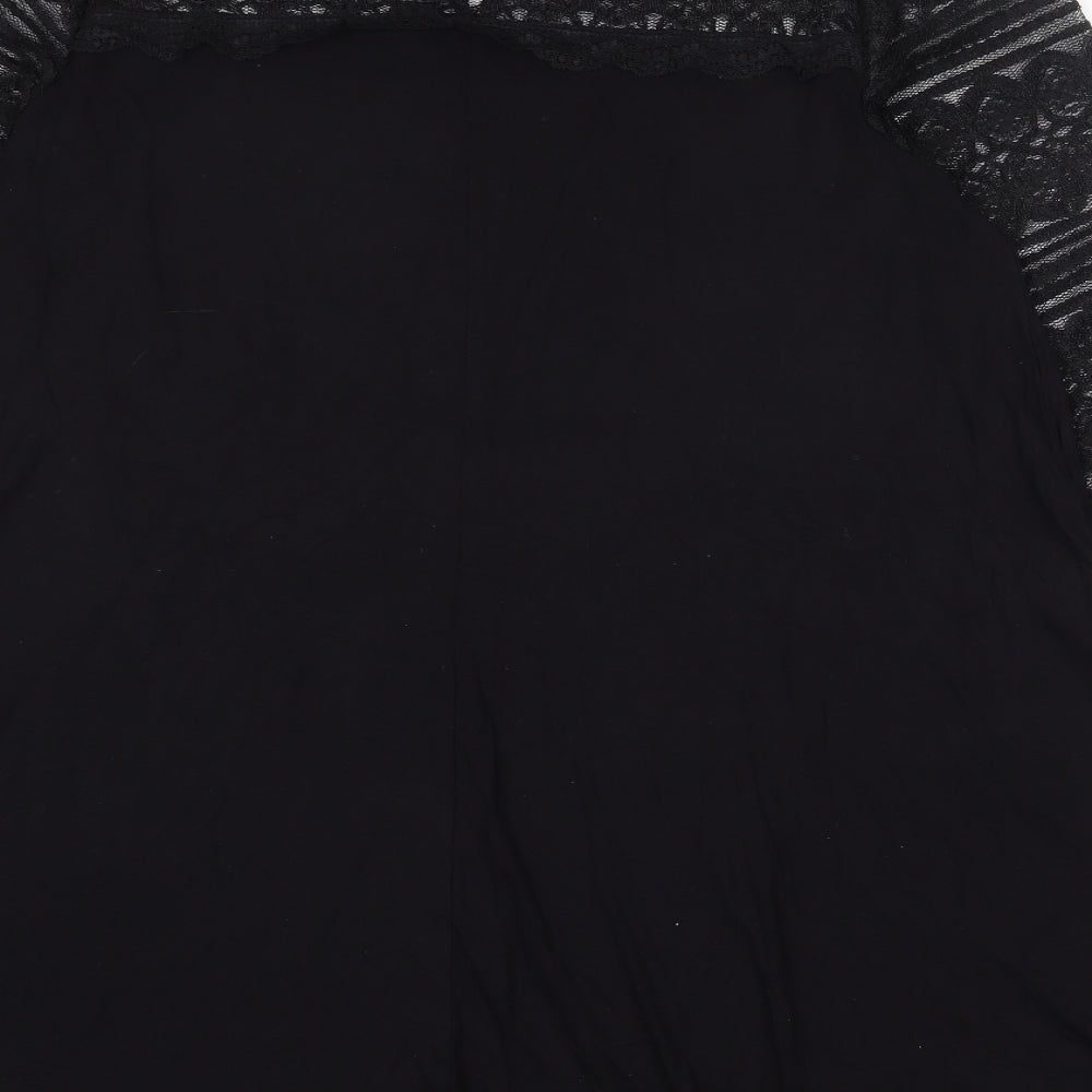 Marks and Spencer Womens Black Viscose Trapeze & Swing Size 20 Round Neck Button