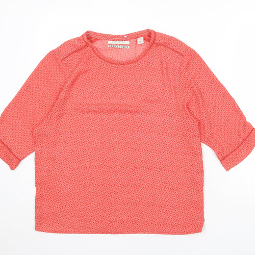 Scotch & Soda Womens Red Geometric Polyester Basic Blouse Size 6 Round Neck
