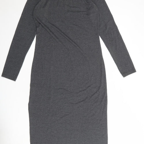 Divided by H&M Womens Grey Polyester Jumper Dress Size L Boat Neck Pullover