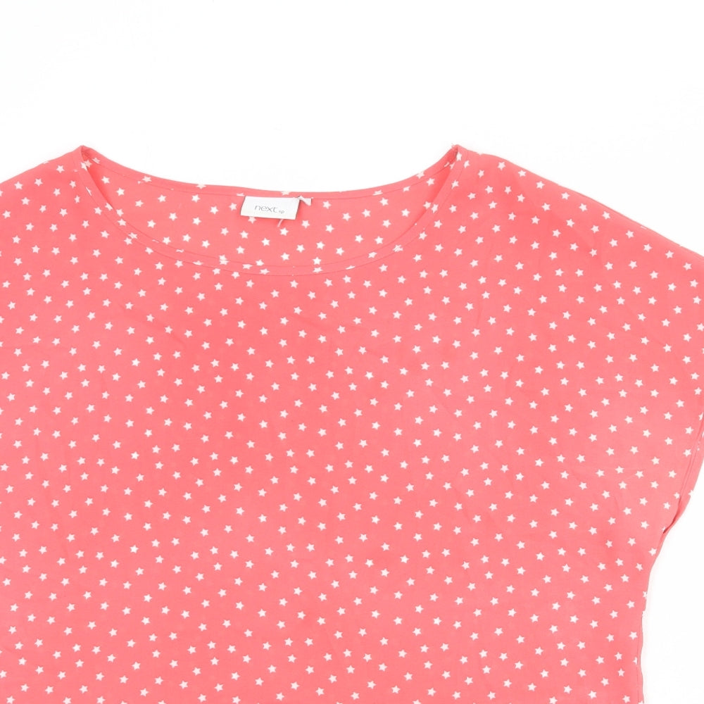 NEXT Womens Pink Geometric Polyester Basic Blouse Size 14 Boat Neck - Star Print