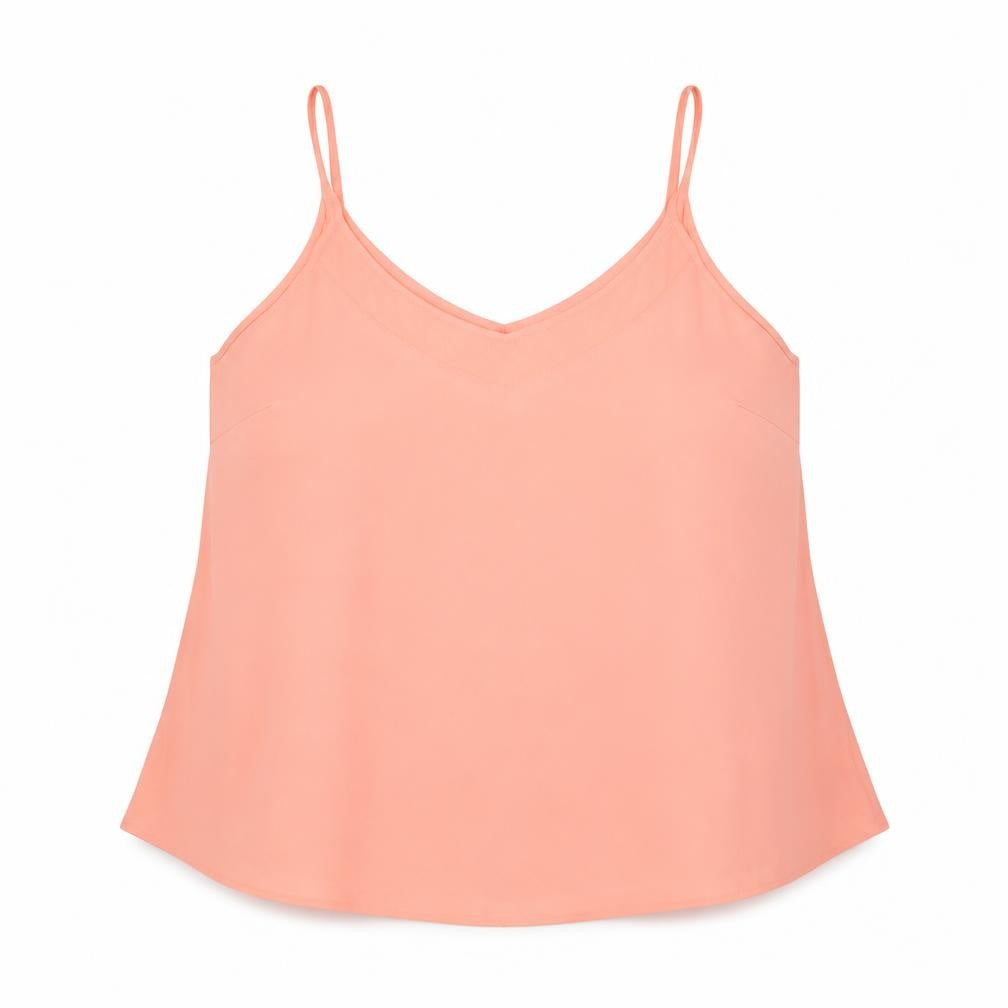 Front view of Very women’s pink polyester camisole tank, size UK 20, v-neck