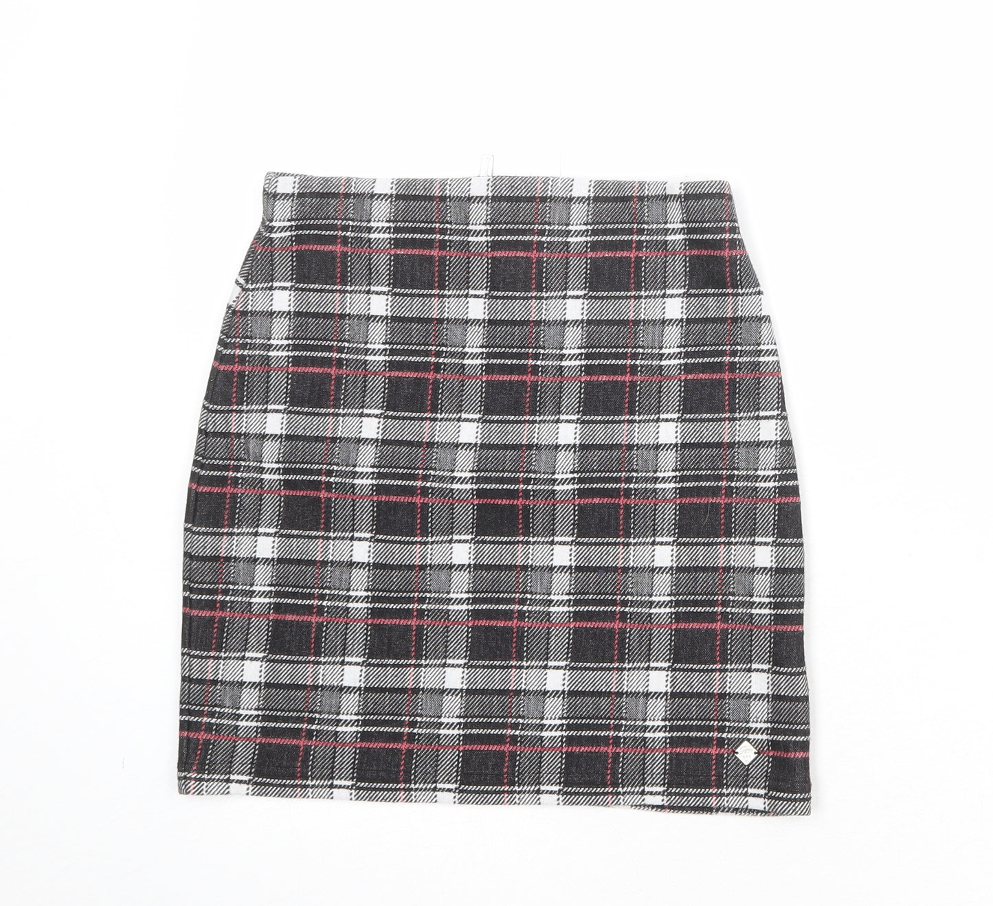 Superdry Womens Multicoloured Plaid Polyester A-Line Skirt Size 8 Zip
