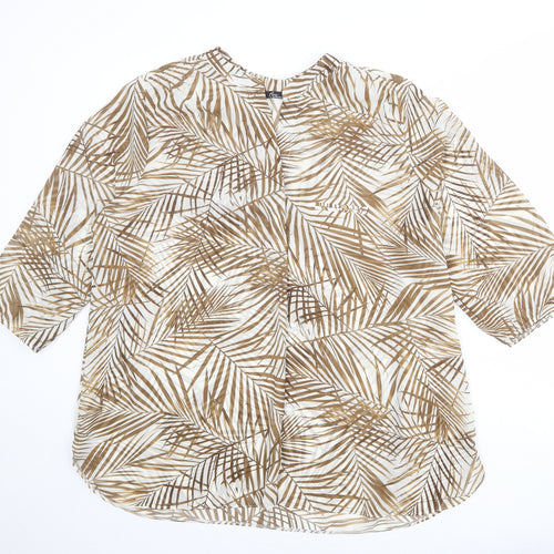 Bonmarché Womens Ivory Geometric Polyester Basic Blouse Size 20 V-Neck