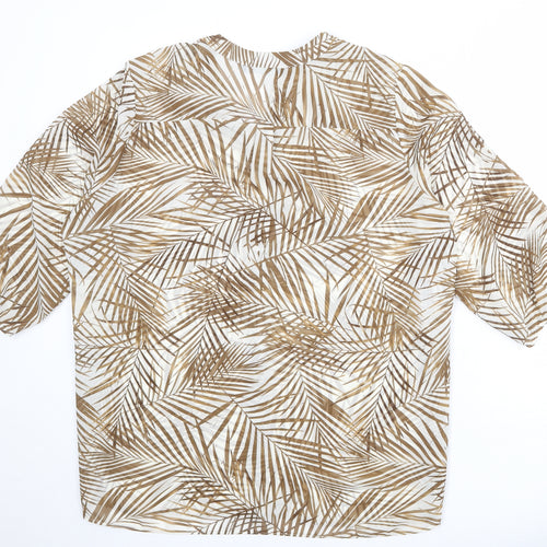 Bonmarché Womens Ivory Geometric Polyester Basic Blouse Size 20 V-Neck